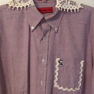 NWOT Sz 16 1/2 Snoopy Blouse Top Embroidered